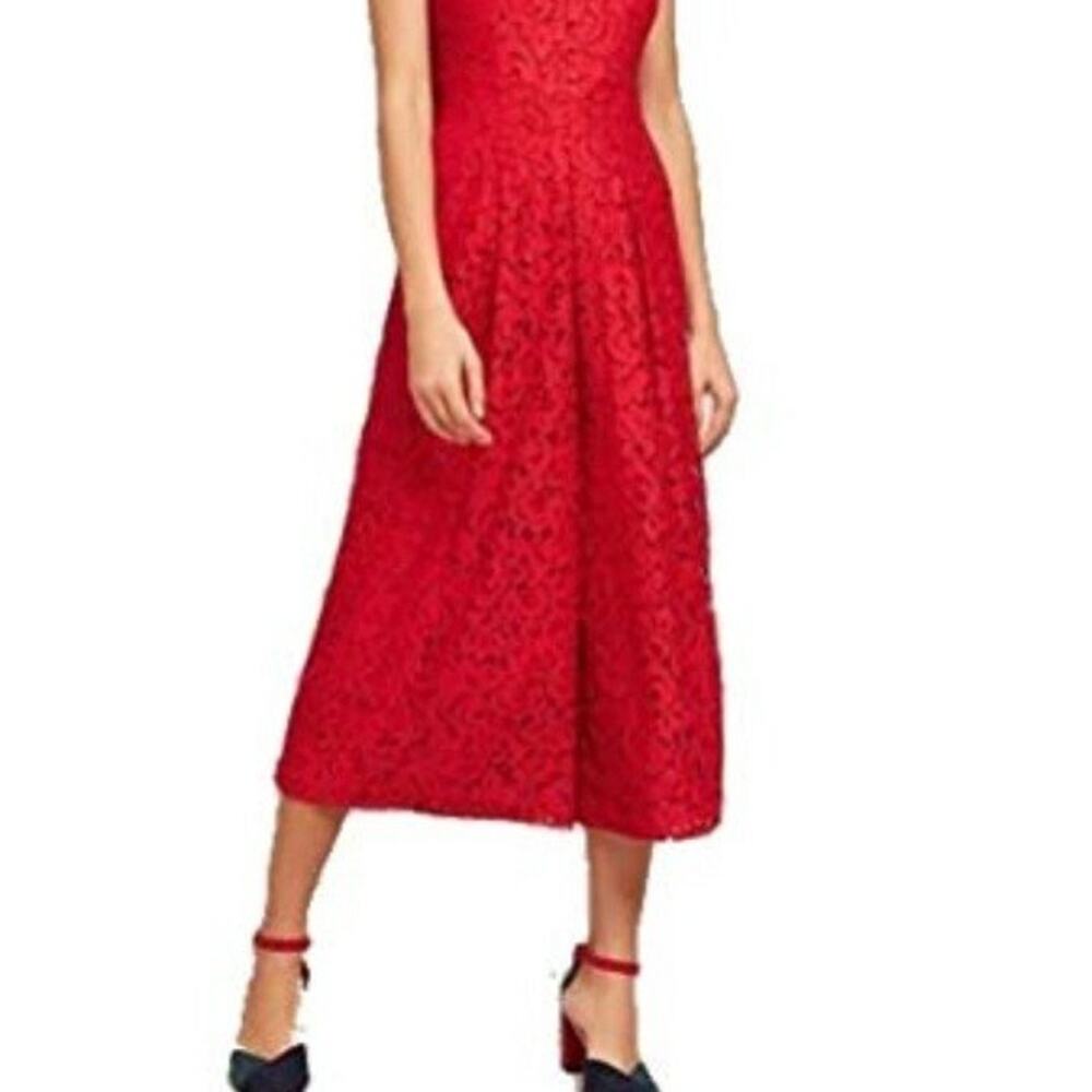 New Anthropologie Moulinette Soeurs Jaeda Lace Wide-Leg Jumpsuit $168 Sz 2 Red - Picture 4 of 4